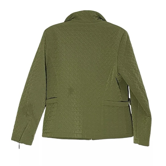 Gallery Olive Green Quilted Full Zip Jacket Pockets sz Large - Picture 6 of 12